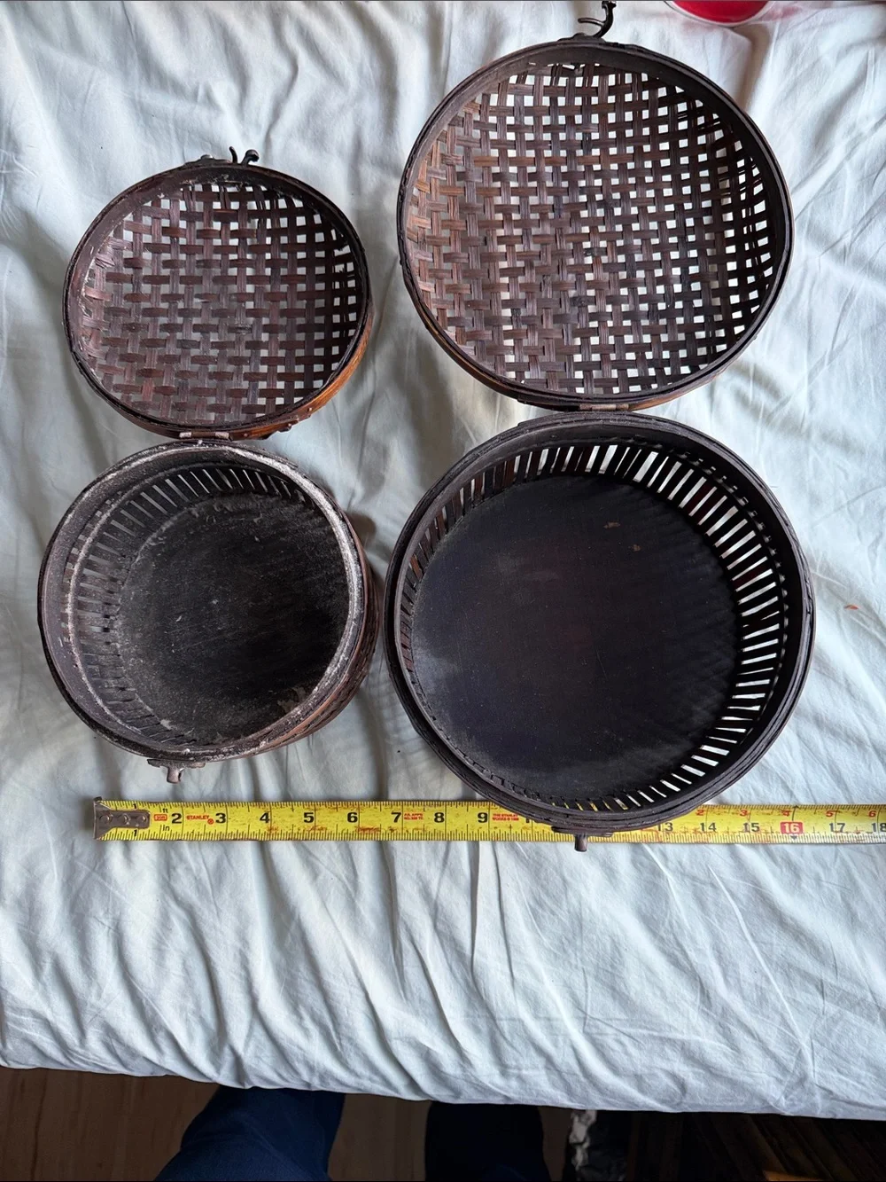 Set of 2 Round Woven Rattan Storage Baskets - Brown